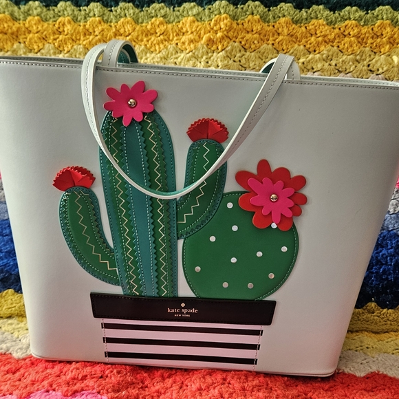 Kate Spade New York 'New Horizons Cactus Little Len Island Waters' Leather Tote - Picture 3 of 15